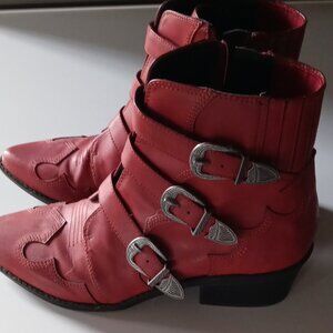 Indigo Rd. Red Ankle Strappy Western Boots 8.5M